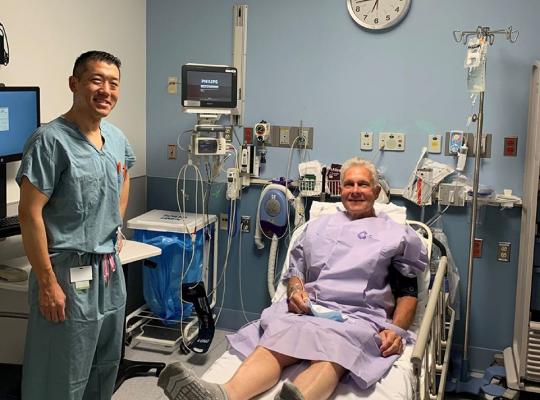 dr denis nam with patient bob wernes before hip replacement surgery