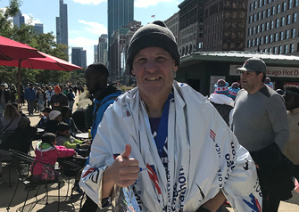 patient rod engel after completing 2019 chicago marathon